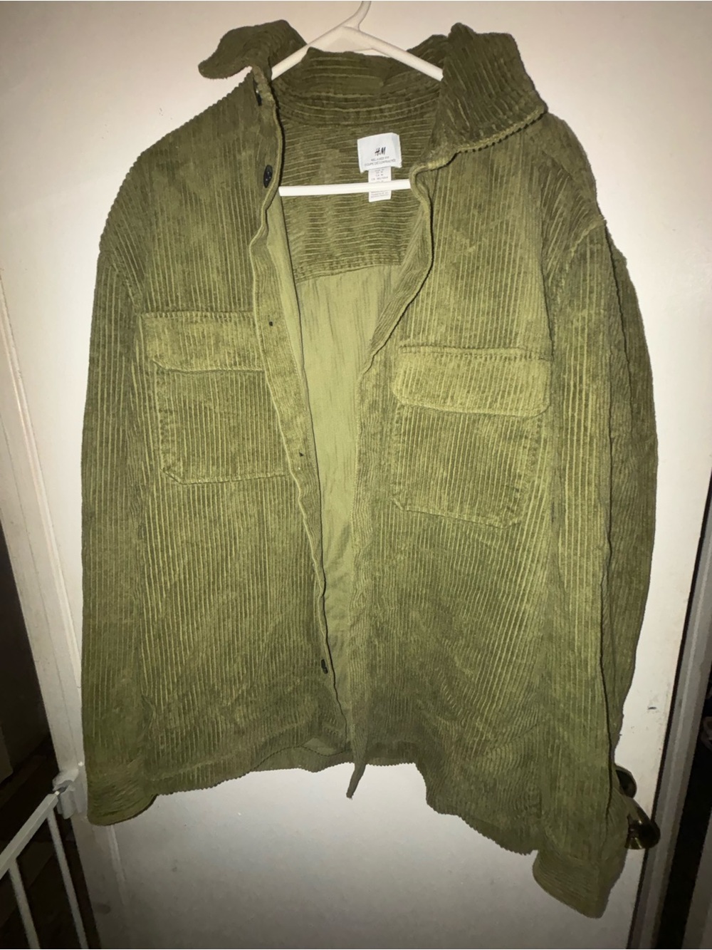 H&M Olive Corduroy Utility Jacket